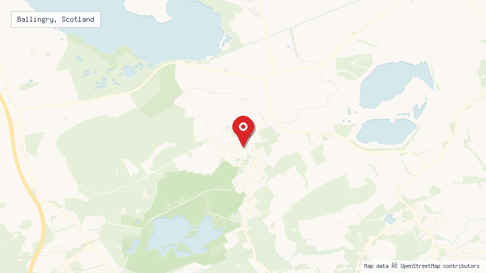 Street map of Ballingry, Scotland with location pin