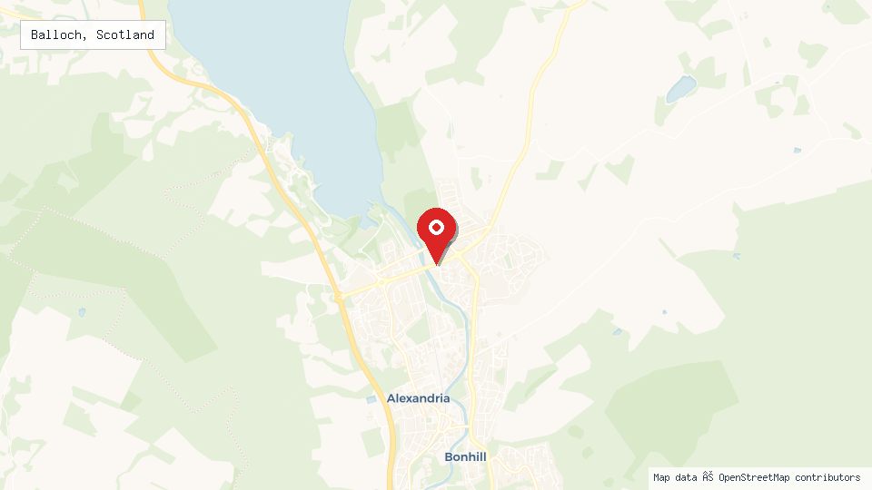 Street map of Balloch, Scotland with location pin