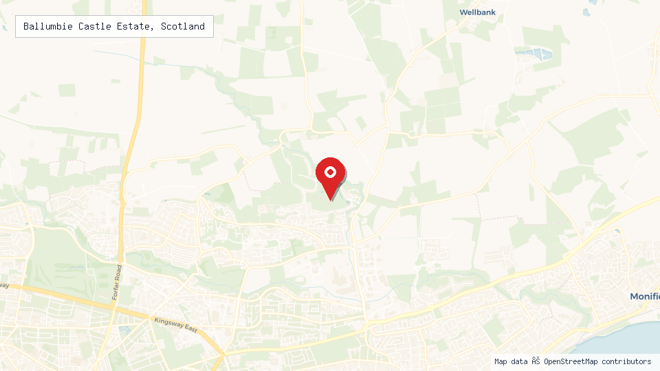 Street map of Ballumbie Castle Estate, Scotland with location pin