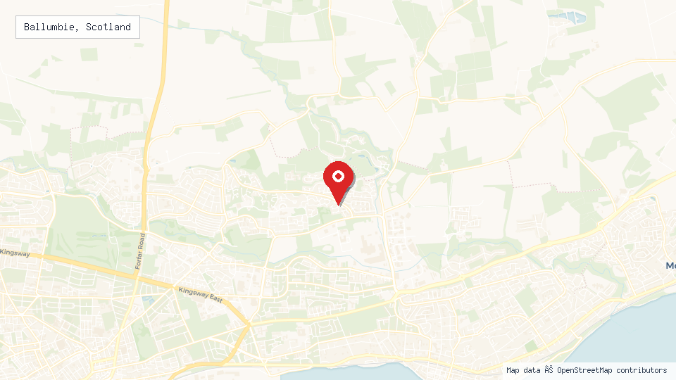 Street map of Ballumbie, Scotland with location pin