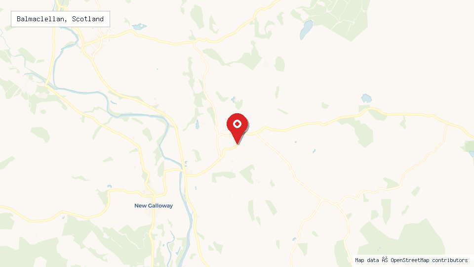 Street map of Balmaclellan, Scotland with location pin