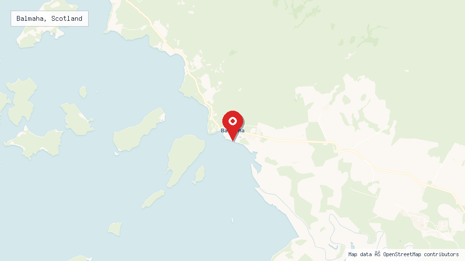 Street map of Balmaha, Scotland with location pin