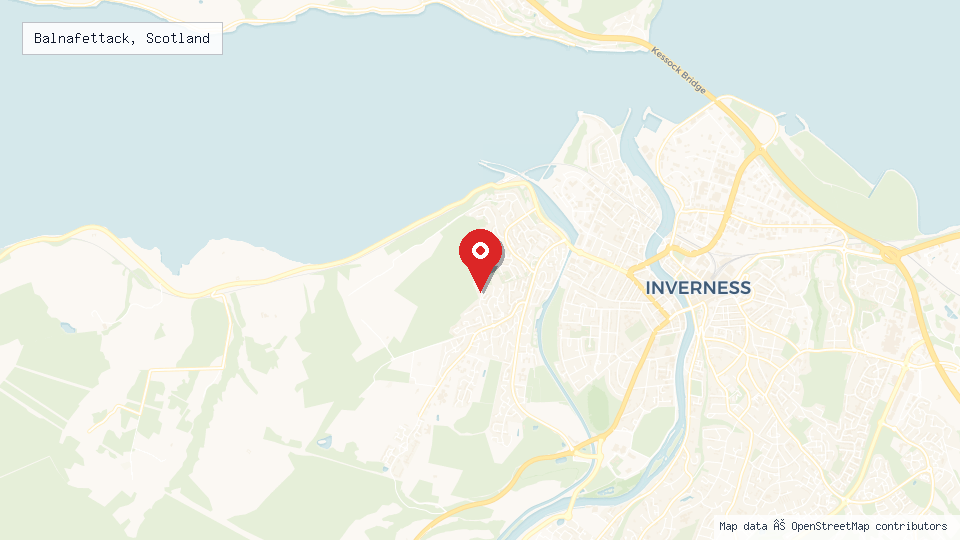 Street map of Balnafettack, Scotland with location pin