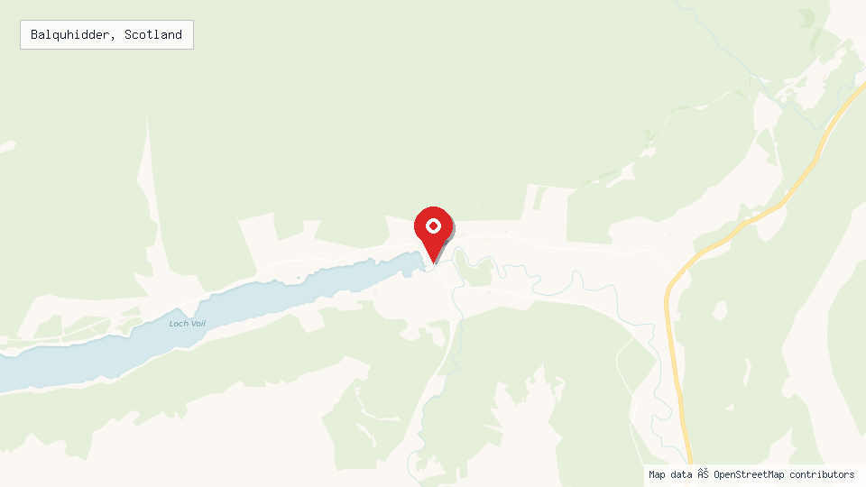 Street map of Balquhidder, Scotland with location pin