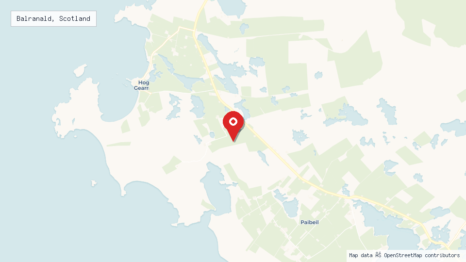 Street map of Balranald, Scotland with location pin
