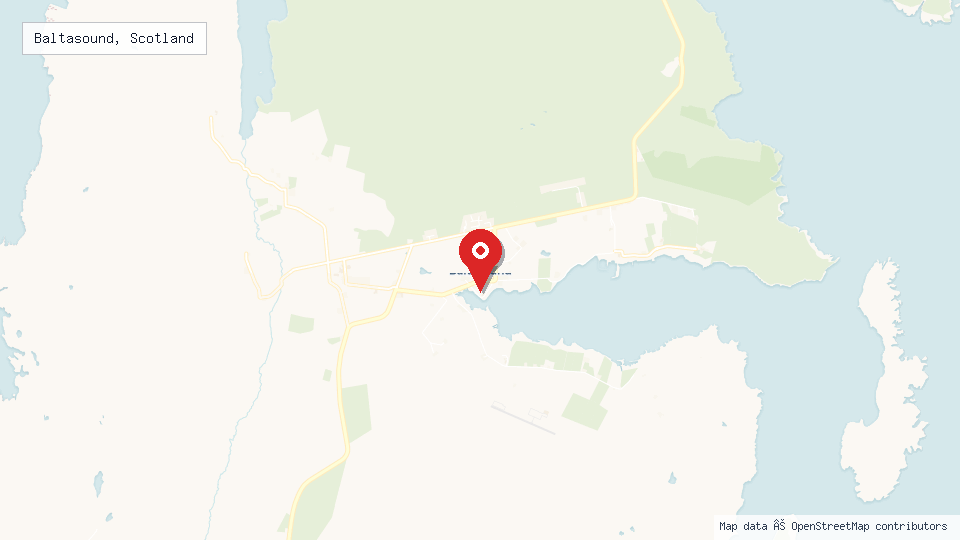 Street map of Baltasound, Scotland with location pin