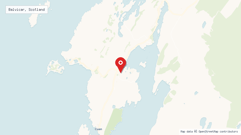 Street map of Balvicar, Scotland with location pin