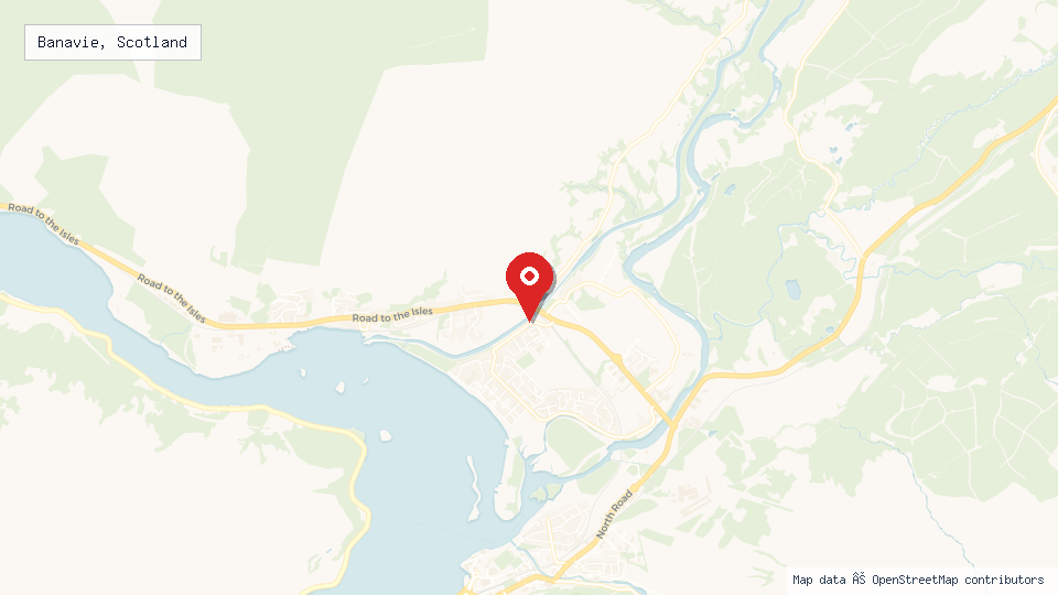 Street map of Banavie, Scotland with location pin