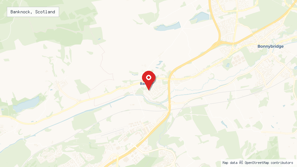 Street map of Banknock, Scotland with location pin
