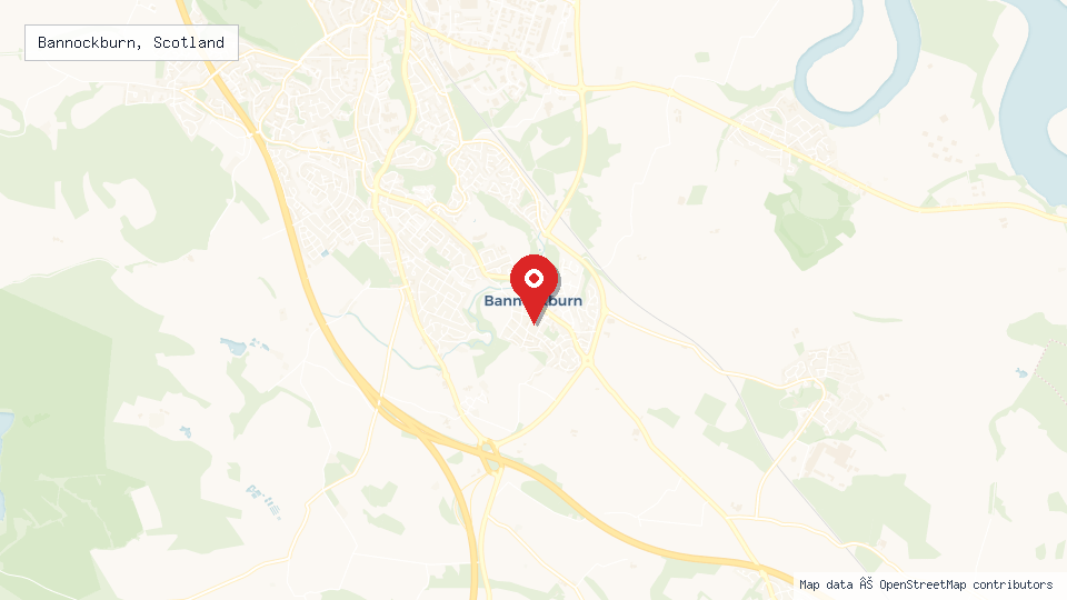Street map of Bannockburn, Scotland with location pin
