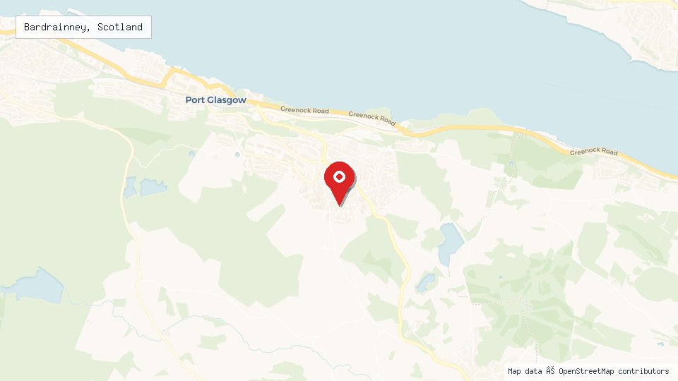 Street map of Bardrainney, Scotland with location pin