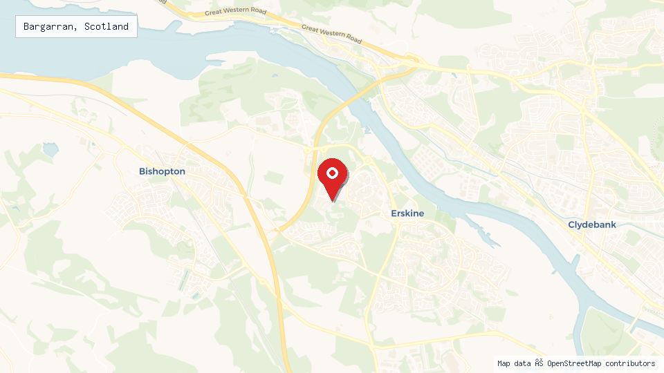 Street map of Bargarran, Scotland with location pin