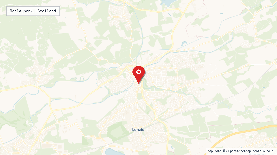 Street map of Barleybank, Scotland with location pin