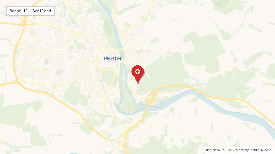 Street map of Barnhill, Scotland with location pin