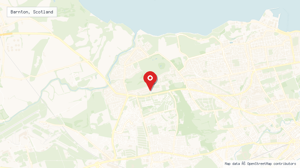 Street map of Barnton, Scotland with location pin