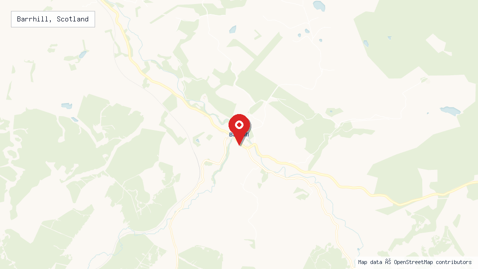 Street map of Barrhill, Scotland with location pin