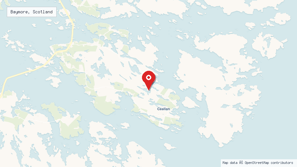 Street map of Baymore, Scotland with location pin