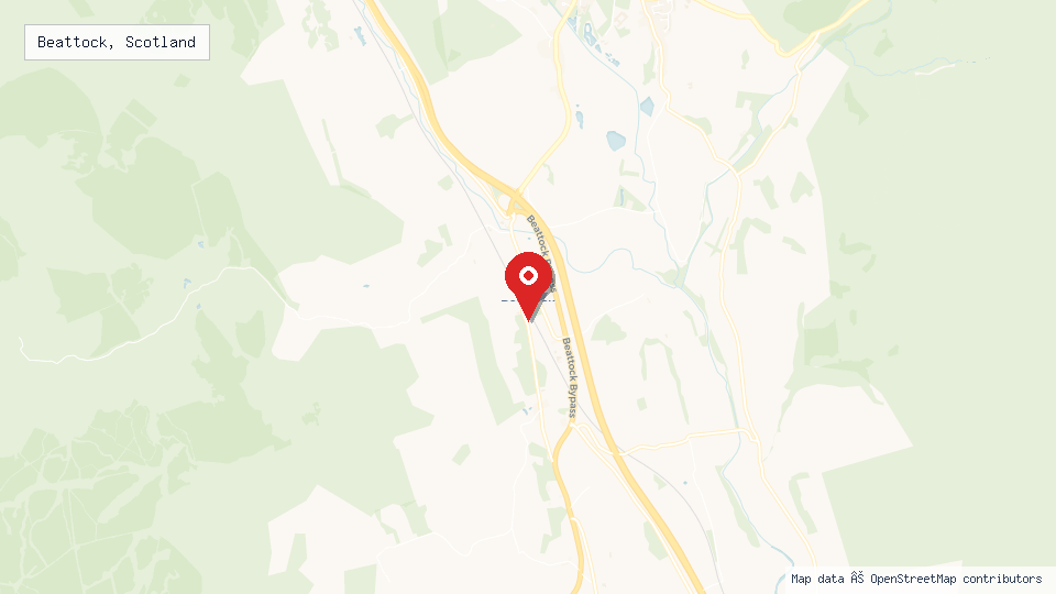 Street map of Beattock, Scotland with location pin