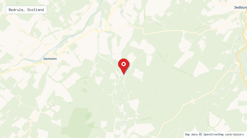 Street map of Bedrule, Scotland with location pin