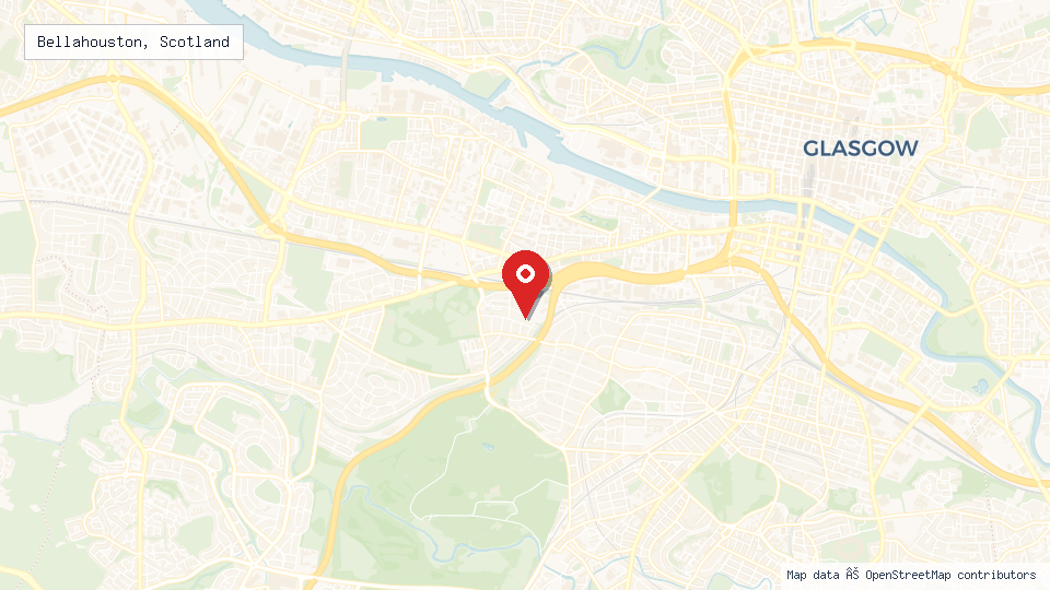 Street map of Bellahouston, Scotland with location pin