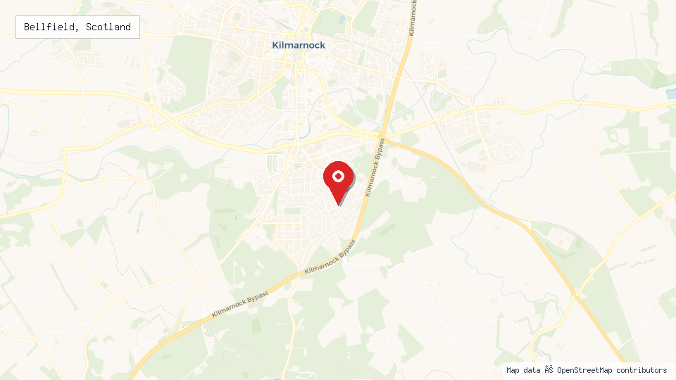Street map of Bellfield, Scotland with location pin