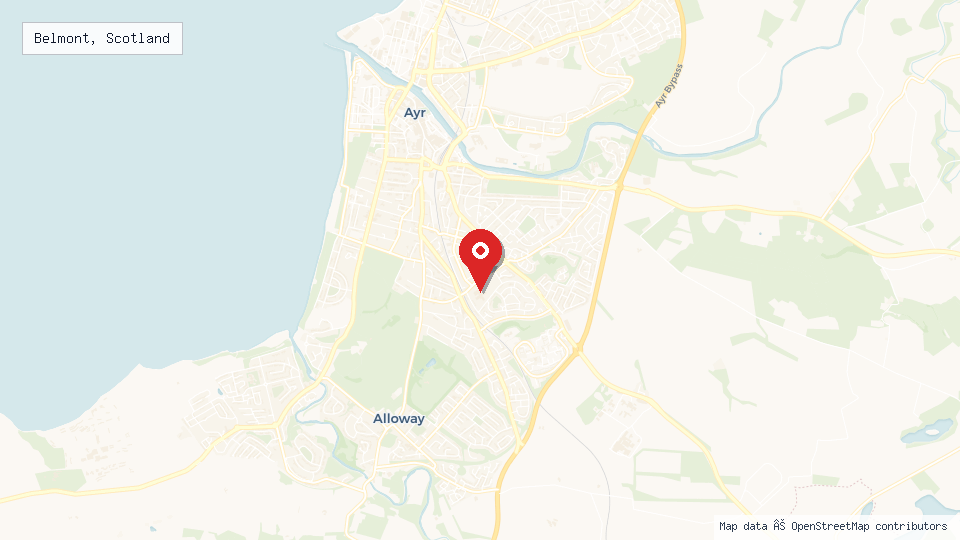 Street map of Belmont, Scotland with location pin