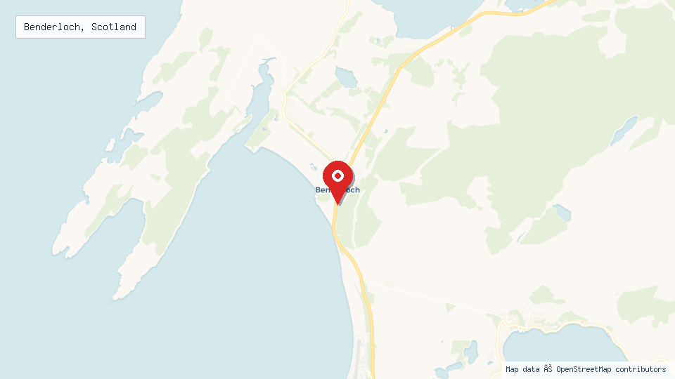 Street map of Benderloch, Scotland with location pin
