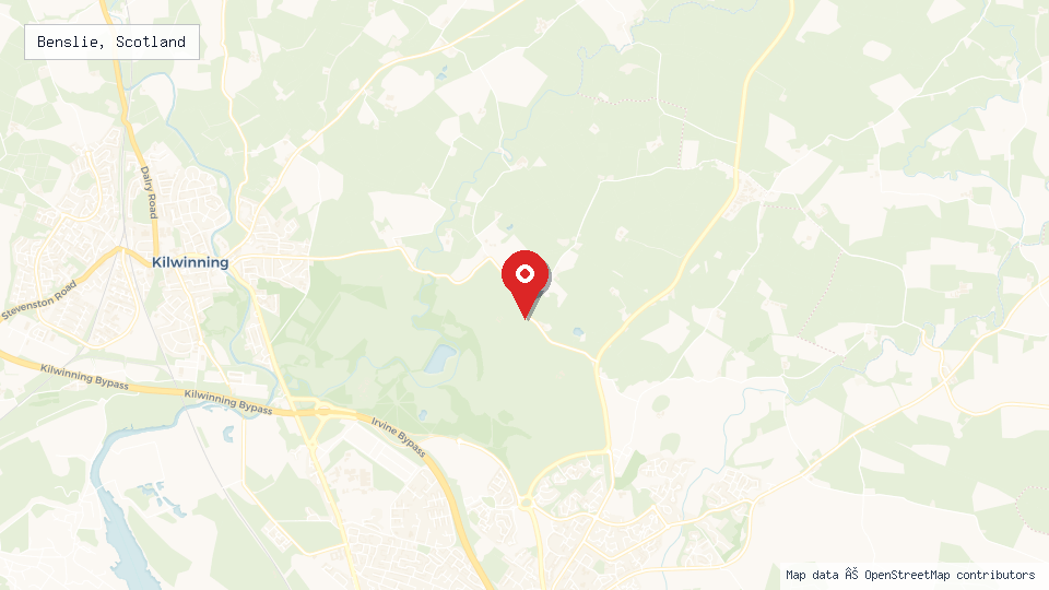 Street map of Benslie, Scotland with location pin