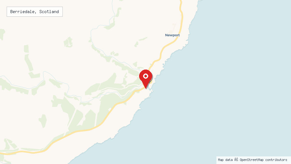 Street map of Berriedale, Scotland with location pin