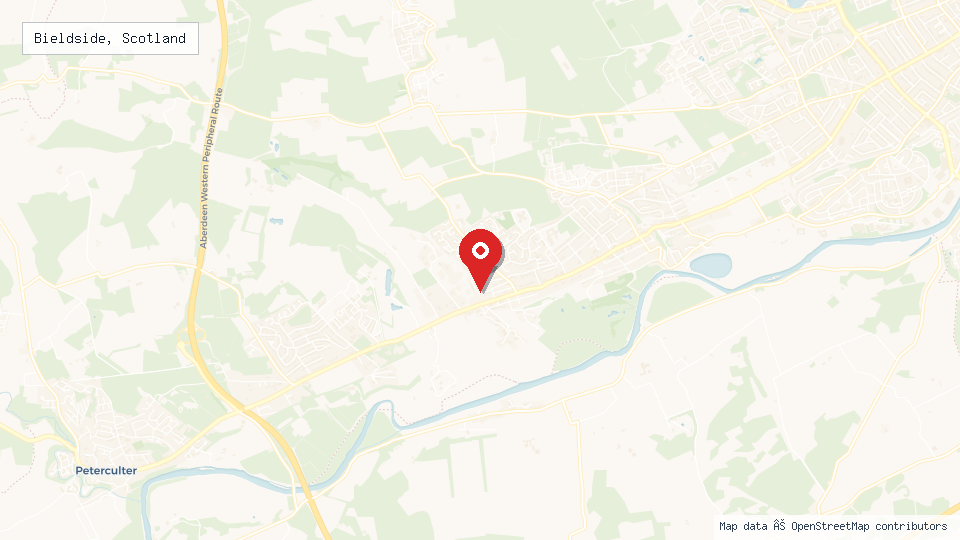 Street map of Bieldside, Scotland with location pin