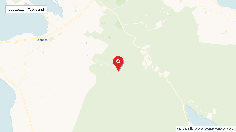 Street map of Bigswell, Scotland with location pin