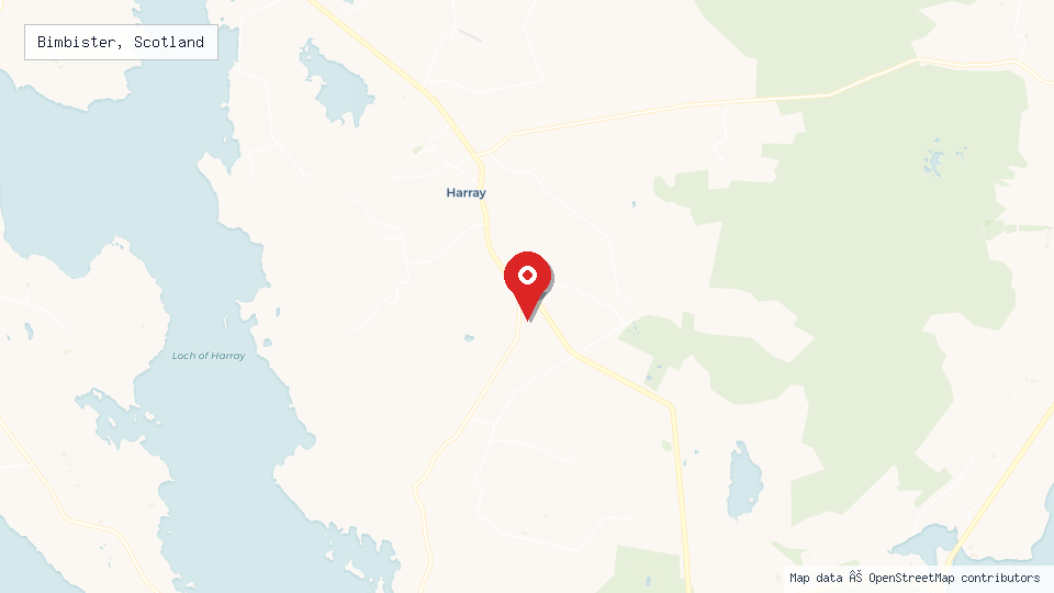 Street map of Bimbister, Scotland with location pin