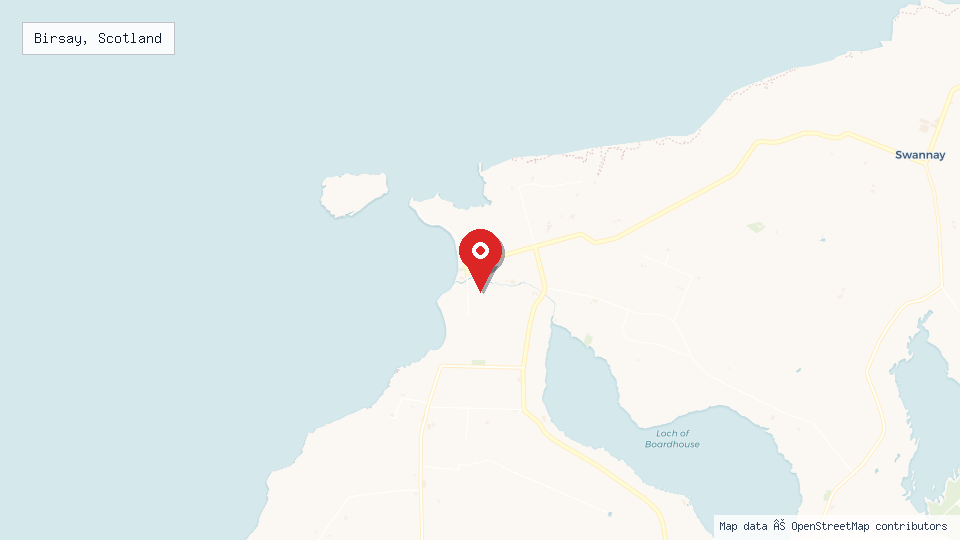 Street map of Birsay, Scotland with location pin