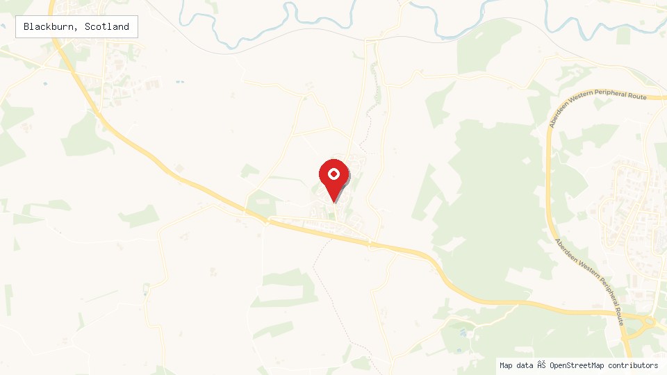 Street map of Blackburn, Scotland with location pin