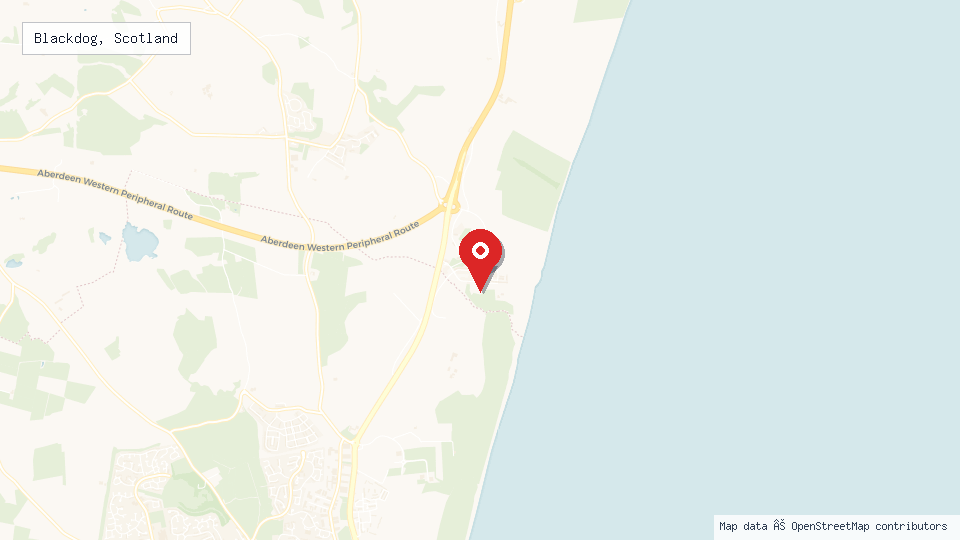 Street map of Blackdog, Scotland with location pin