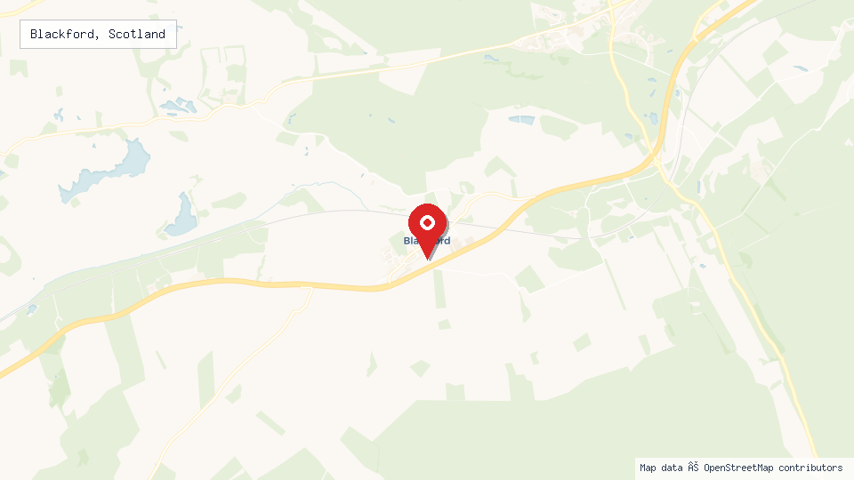 Street map of Blackford, Scotland with location pin