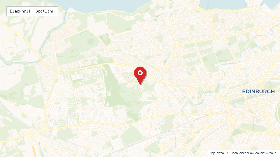 Street map of Blackhall, Scotland with location pin