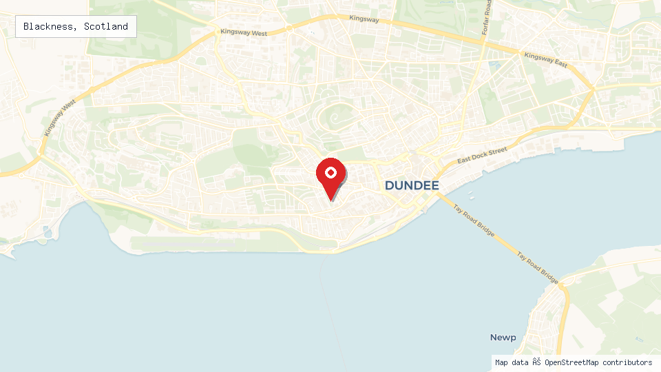 Street map of Blackness, Scotland with location pin