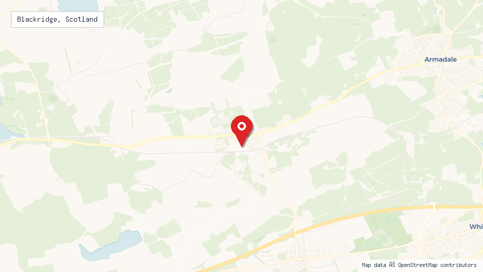 Street map of Blackridge, Scotland with location pin