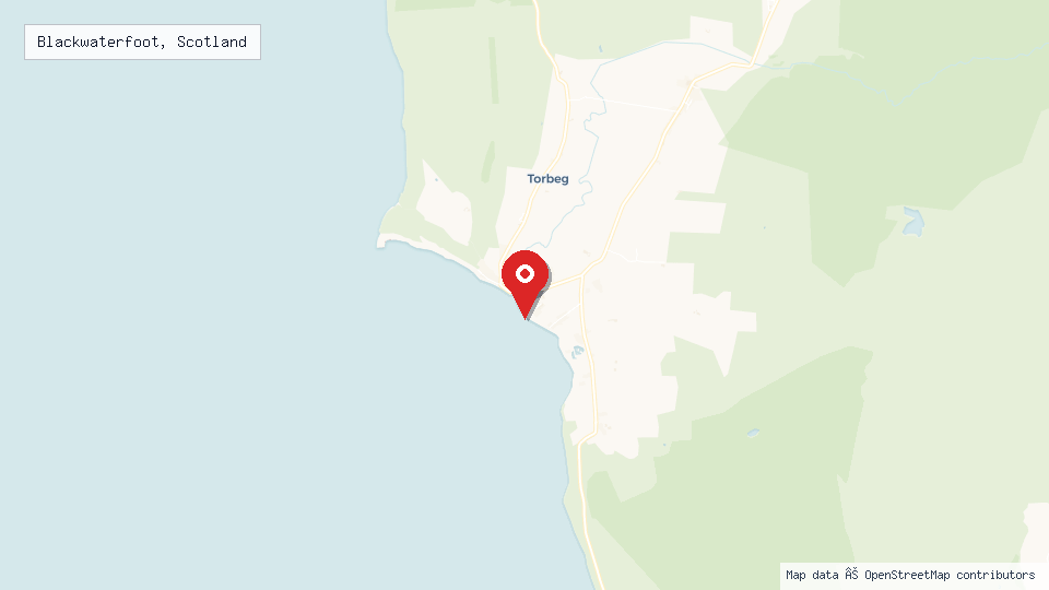 Street map of Blackwaterfoot, Scotland with location pin