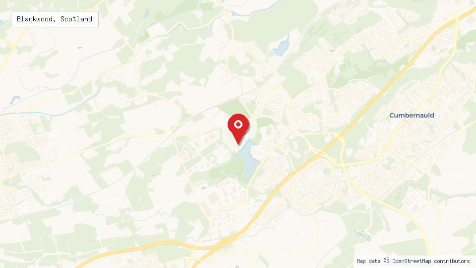Street map of Blackwood, Scotland with location pin