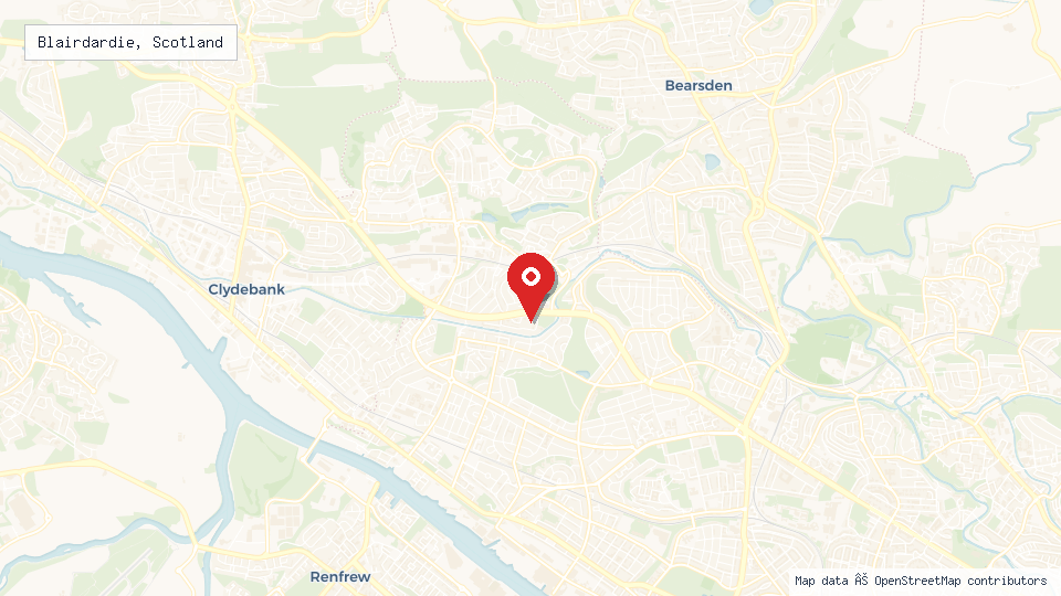 Street map of Blairdardie, Scotland with location pin