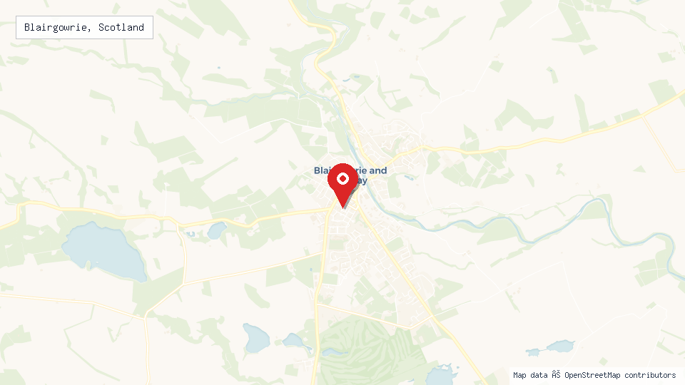 Street map of Blairgowrie, Scotland with location pin