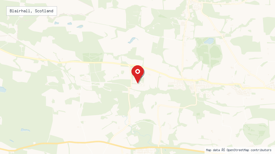 Street map of Blairhall, Scotland with location pin