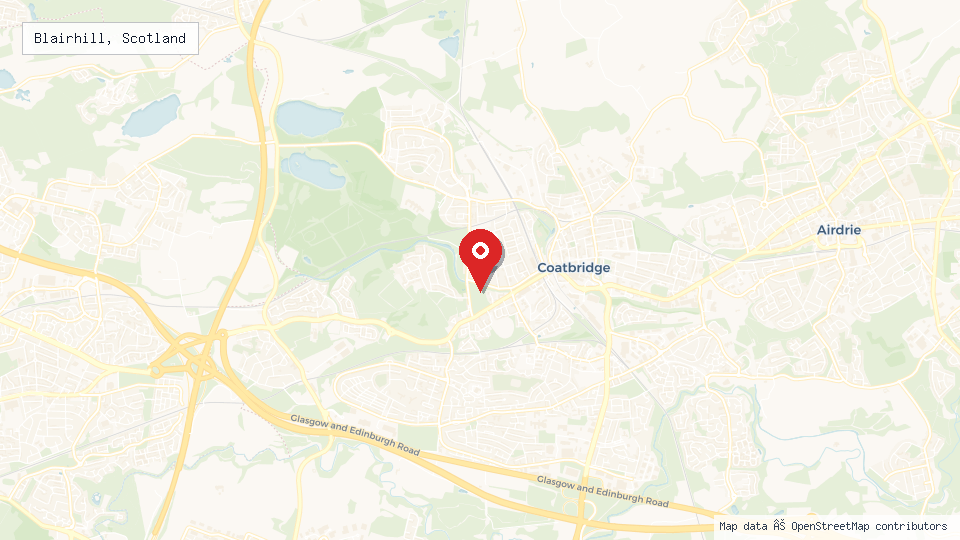Street map of Blairhill, Scotland with location pin