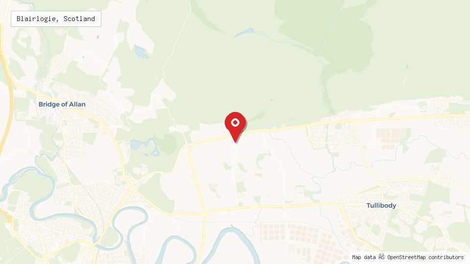 Street map of Blairlogie, Scotland with location pin