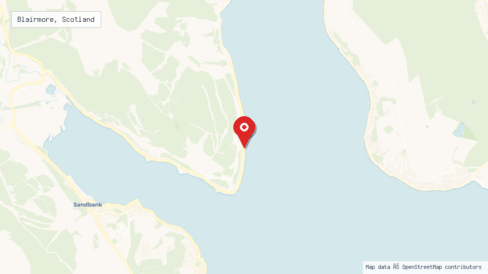 Street map of Blairmore, Scotland with location pin