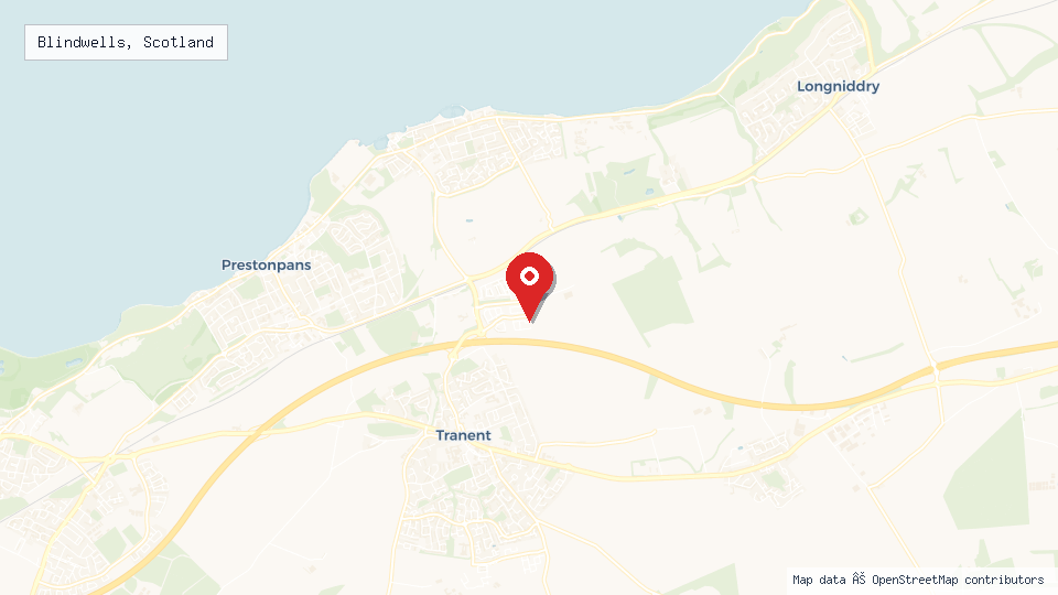Street map of Blindwells, Scotland with location pin