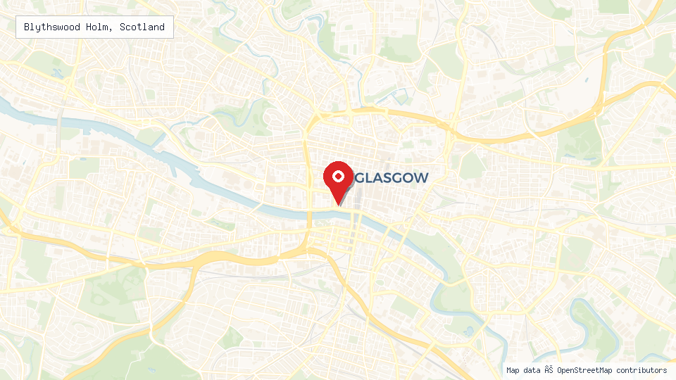 Street map of Blythswood Holm, Scotland with location pin
