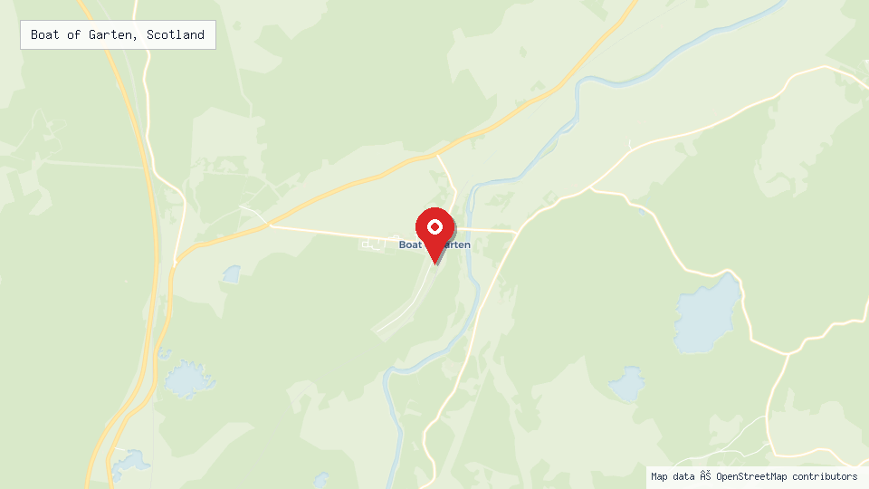 Street map of Boat of Garten, Scotland with location pin